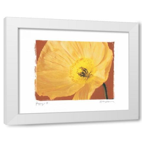 Poppy II White Modern Wood Framed Art Print by Melious, Amy