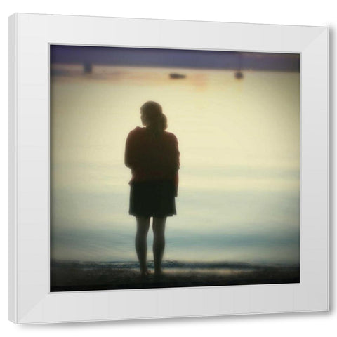 Be Here I White Modern Wood Framed Art Print by Melious, Amy