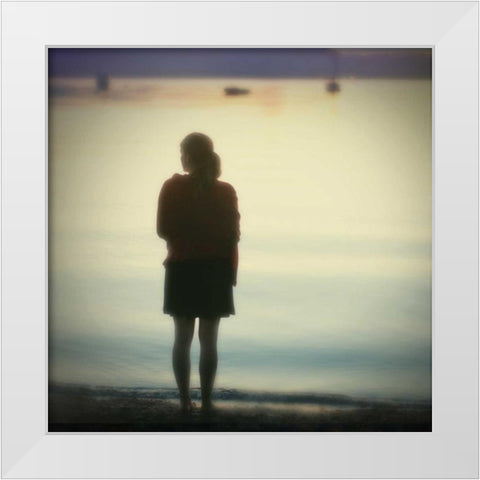 Be Here I White Modern Wood Framed Art Print by Melious, Amy