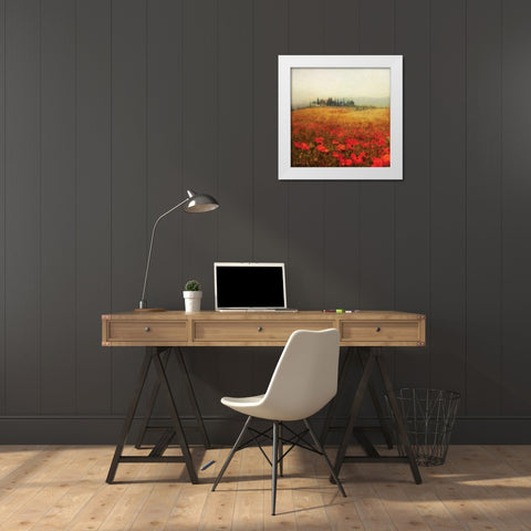 Tuscan Poppies White Modern Wood Framed Art Print by Melious, Amy