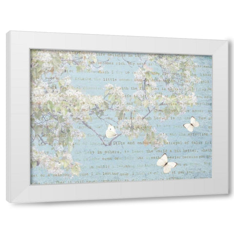 Blossoms and Butterflies I White Modern Wood Framed Art Print by Melious, Amy