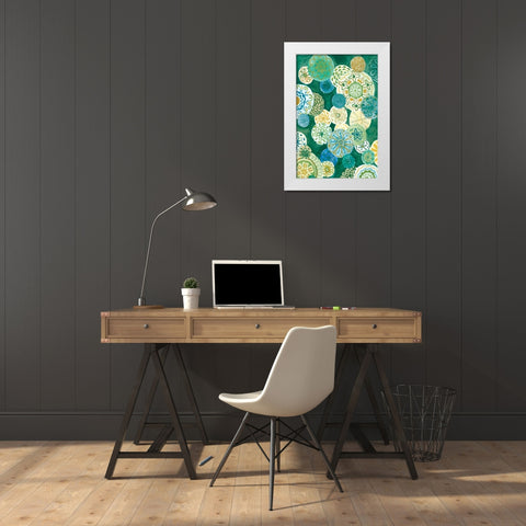 Indigo Medallion White Modern Wood Framed Art Print by Ferry, Margaret