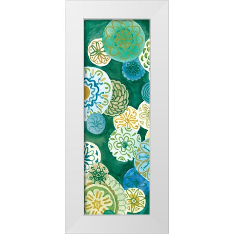 Indigo Medallion Panel I White Modern Wood Framed Art Print by Ferry, Margaret