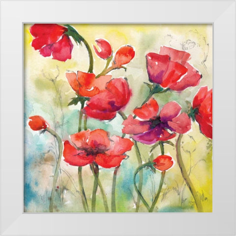 Poppy Study I White Modern Wood Framed Art Print by Ferry, Margaret