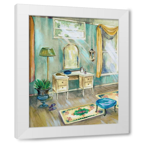 Robins Egg Bath I White Modern Wood Framed Art Print by Ferry, Margaret