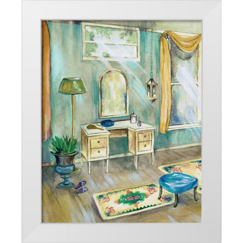 Robins Egg Bath I White Modern Wood Framed Art Print by Ferry, Margaret