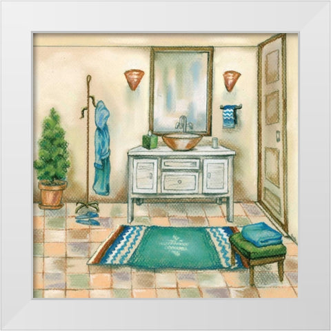 Tile Bath II White Modern Wood Framed Art Print by Ferry, Margaret