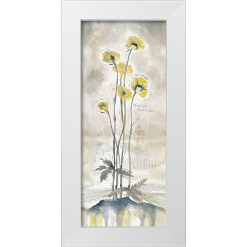 Yellow Blossoms I White Modern Wood Framed Art Print by Ferry, Margaret