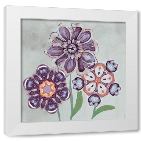 Posies In Purple I White Modern Wood Framed Art Print by Ferry, Margaret