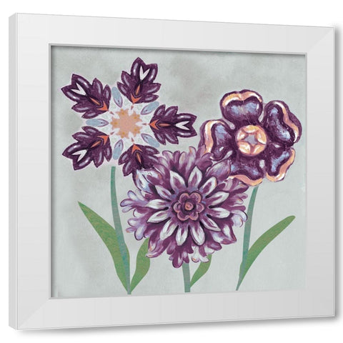 Posies In Purple II White Modern Wood Framed Art Print by Ferry, Margaret
