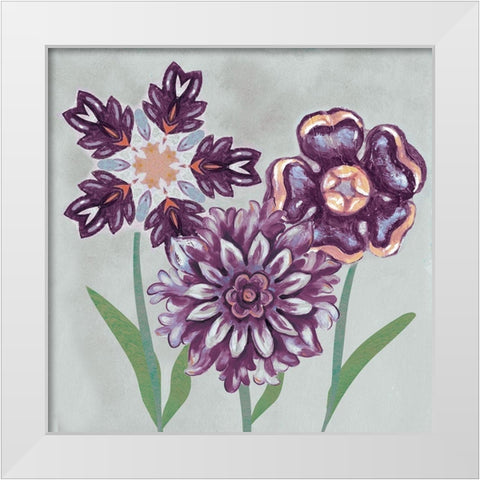 Posies In Purple II White Modern Wood Framed Art Print by Ferry, Margaret