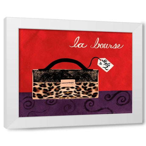 Leopard Handbag I White Modern Wood Framed Art Print by Matla, Jennifer