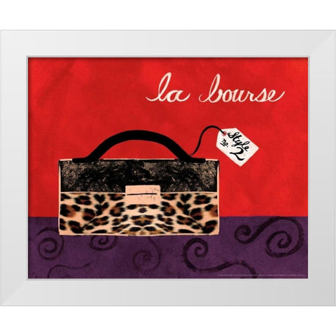 Leopard Handbag I White Modern Wood Framed Art Print by Matla, Jennifer