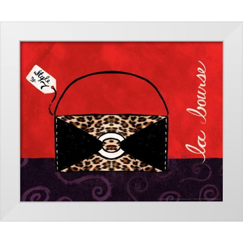 Leopard Handbag II White Modern Wood Framed Art Print by Matla, Jennifer