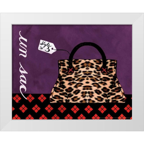 Leopard Handbag III White Modern Wood Framed Art Print by Matla, Jennifer