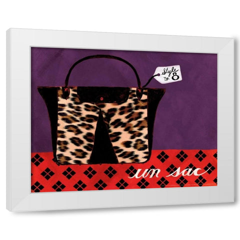 Leopard Handbag IV White Modern Wood Framed Art Print by Matla, Jennifer