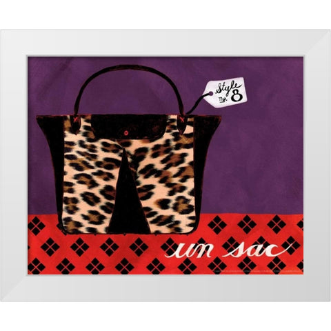 Leopard Handbag IV White Modern Wood Framed Art Print by Matla, Jennifer