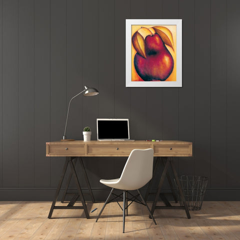 Pear White Modern Wood Framed Art Print by Macaulay, Angus