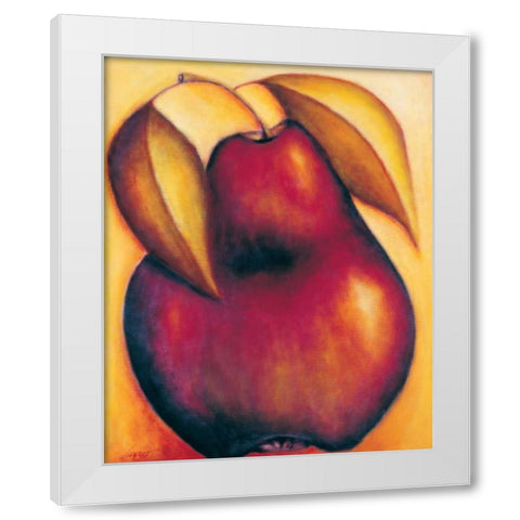 Pear White Modern Wood Framed Art Print by Macaulay, Angus