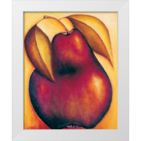 Pear White Modern Wood Framed Art Print by Macaulay, Angus