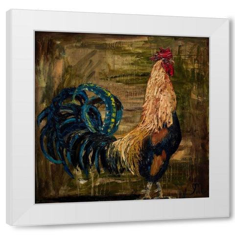 Young Rooster I White Modern Wood Framed Art Print by Monahan, Jodi