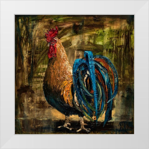 Young Rooster II White Modern Wood Framed Art Print by Monahan, Jodi