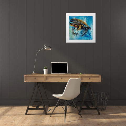 Salmon Fly King White Modern Wood Framed Art Print by Monahan, Jodi
