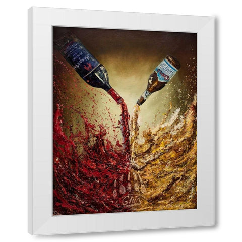 Pouring it Down White Modern Wood Framed Art Print by Monahan, Jodi