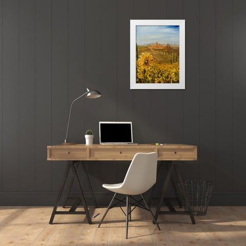 Tuscan Sunflowers I White Modern Wood Framed Art Print by Monahan, Jodi