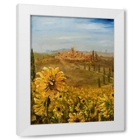 Tuscan Sunflowers I White Modern Wood Framed Art Print by Monahan, Jodi