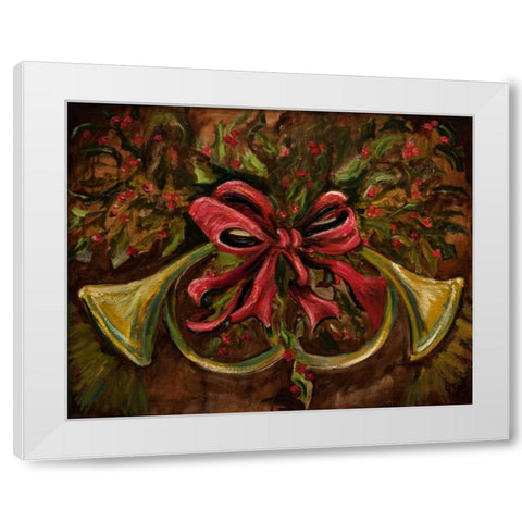 Christmas Red Ribbon White Modern Wood Framed Art Print by Monahan, Jodi
