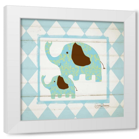 Elephants White Modern Wood Framed Art Print by Murray, Sylvia