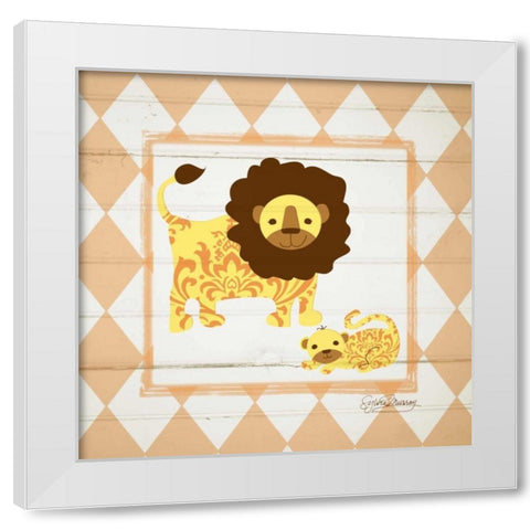 Lions White Modern Wood Framed Art Print by Murray, Sylvia