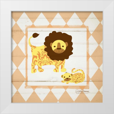 Lions White Modern Wood Framed Art Print by Murray, Sylvia