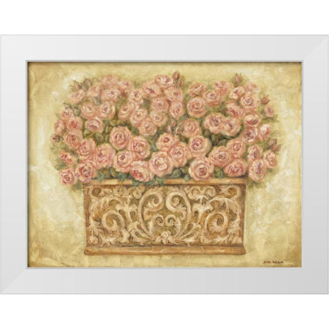 Pink Roses White Modern Wood Framed Art Print by Misa, Eva