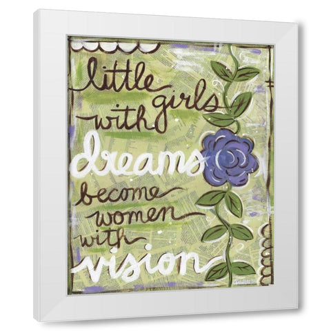 Little Girls White Modern Wood Framed Art Print by Martin, Monica
