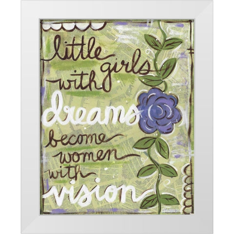Little Girls White Modern Wood Framed Art Print by Martin, Monica