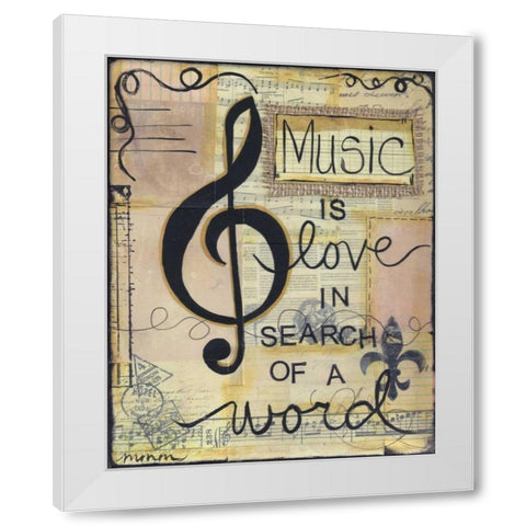 Music Is Love White Modern Wood Framed Art Print by Martin, Monica