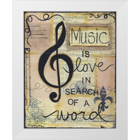 Music Is Love White Modern Wood Framed Art Print by Martin, Monica