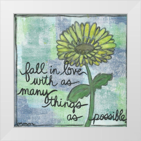 Fall In Love White Modern Wood Framed Art Print by Martin, Monica