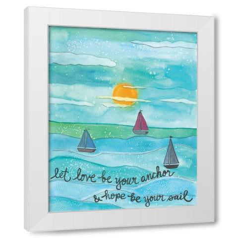 Love Anchor White Modern Wood Framed Art Print by Martin, Monica