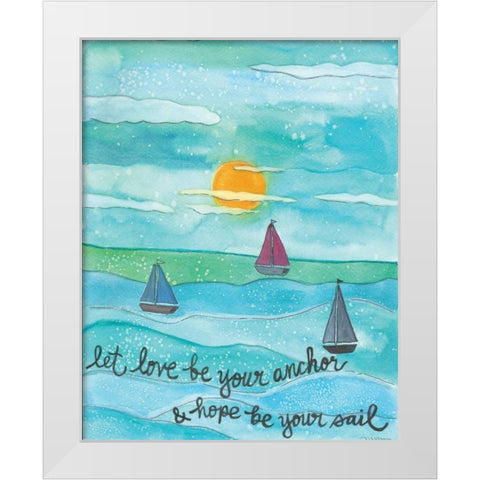 Love Anchor White Modern Wood Framed Art Print by Martin, Monica