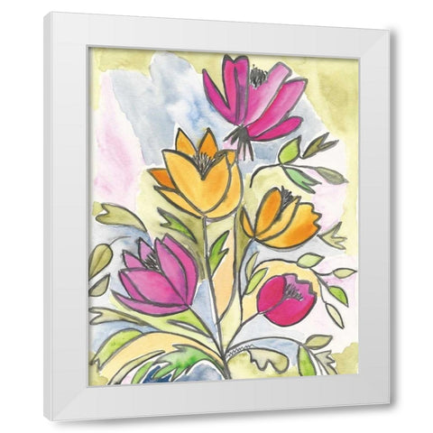 Summer Bouquet White Modern Wood Framed Art Print by Martin, Monica