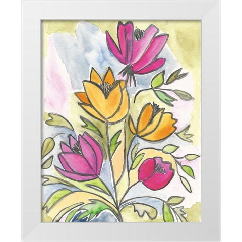 Summer Bouquet White Modern Wood Framed Art Print by Martin, Monica
