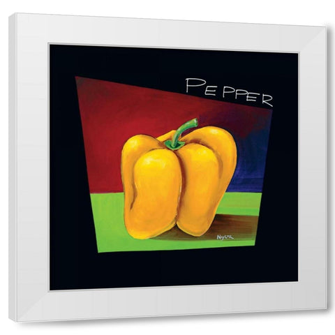 Yellow Pepper White Modern Wood Framed Art Print by Naylor, Mary