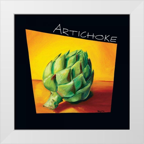 Artichoke White Modern Wood Framed Art Print by Naylor, Mary