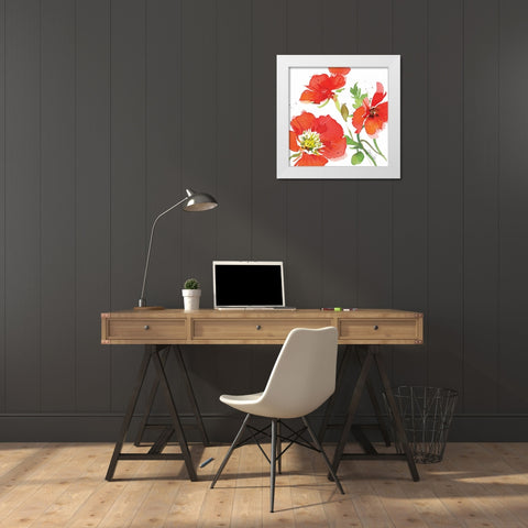 Red Poppies I White Modern Wood Framed Art Print by Paton, Julie