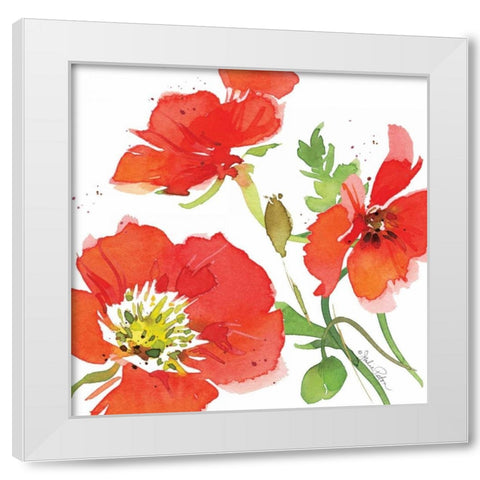 Red Poppies I White Modern Wood Framed Art Print by Paton, Julie