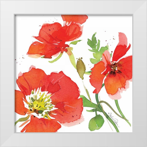 Red Poppies I White Modern Wood Framed Art Print by Paton, Julie