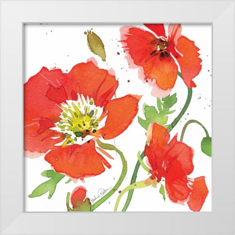 Red Poppies II White Modern Wood Framed Art Print by Paton, Julie